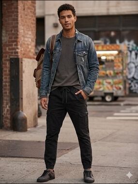 GUESS Los Angeles Black Cargo Joggers